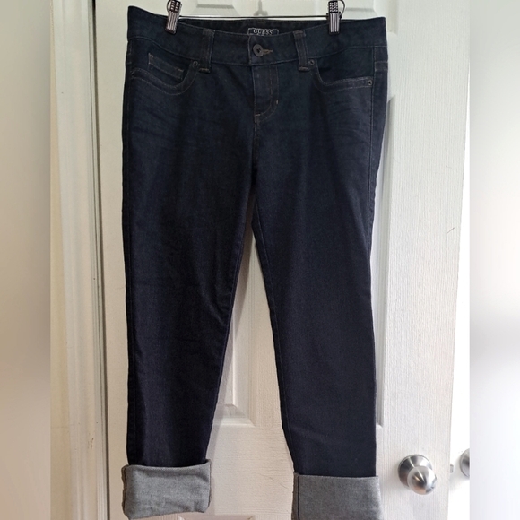 Calvin Klein Jeans Womens Size 32 Cuffed Legs Dark Wash, Denim Blue Jeans - Picture 1 of 15